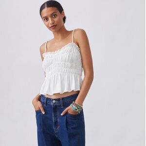 NWT Anthropologie Sunday in Brooklyn Ivory Ruched Tank Size XL